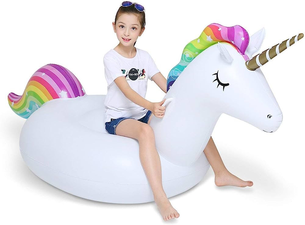Jasonwell Big Inflatable Unicorn Pool Float Floatie Ride On with Fast Valves Large Rideable Blow ... | Amazon (US)