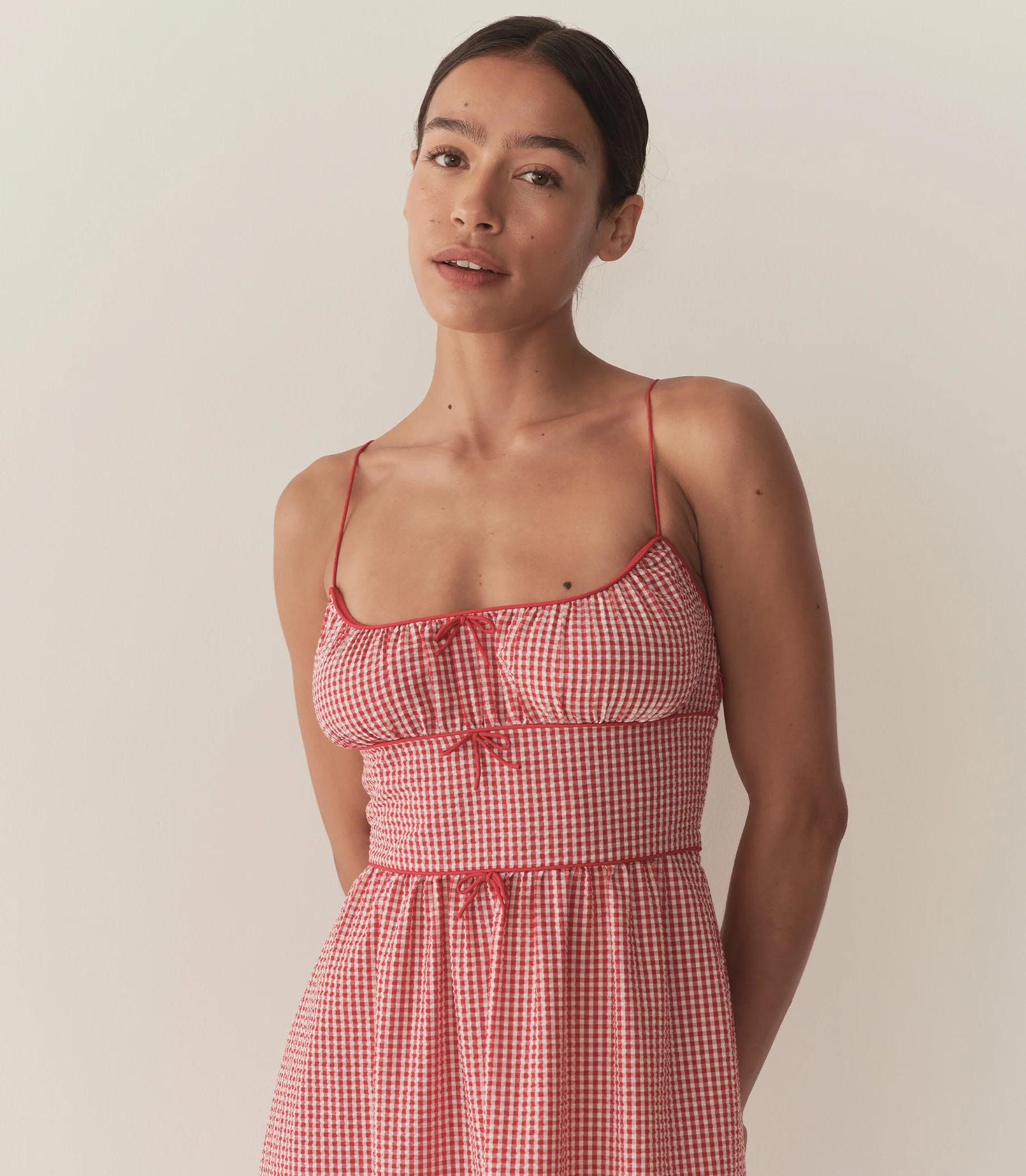 Belline Dress - Rouge La Maddalena Gingham | DÔEN | DOEN