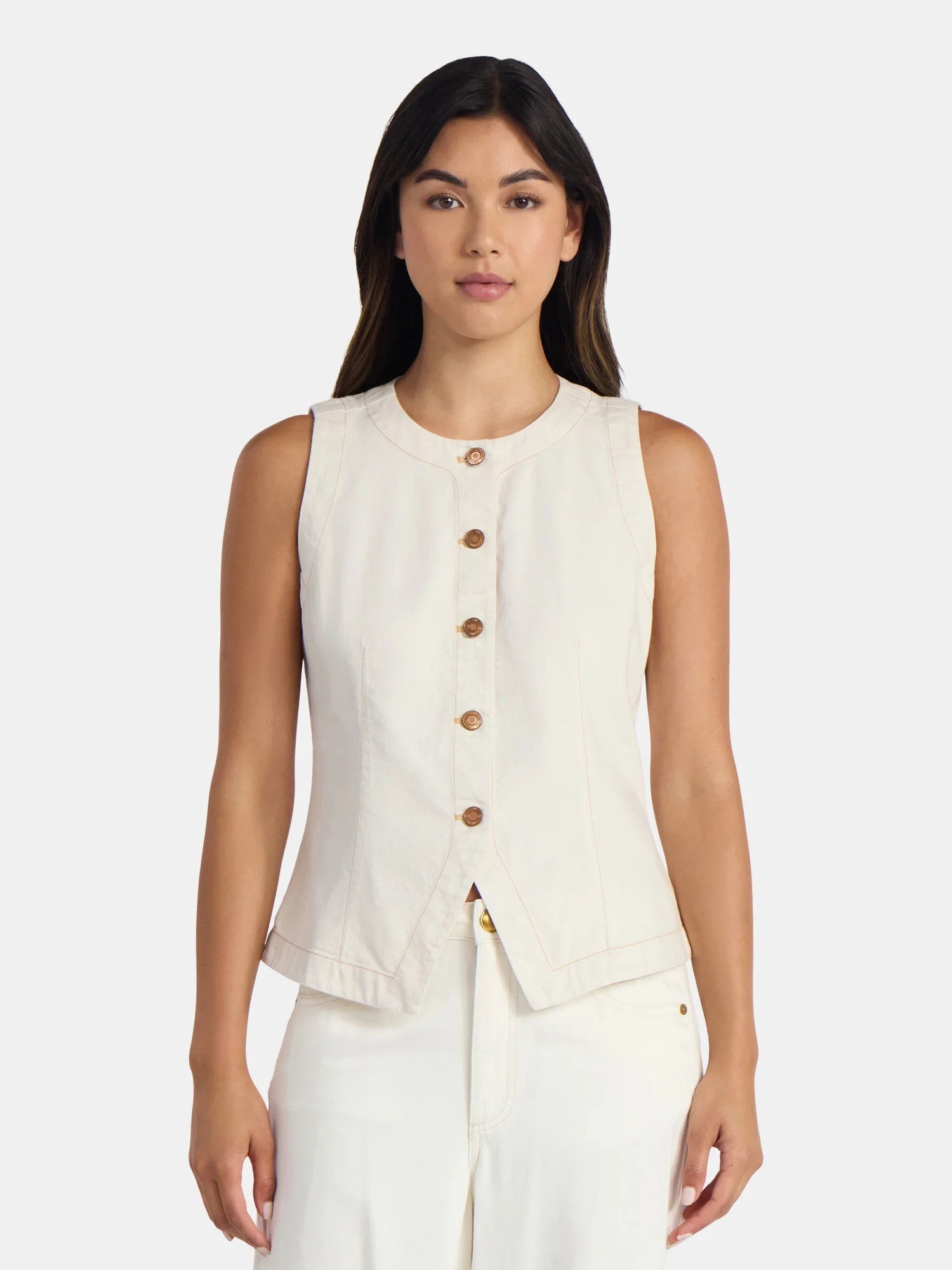 Time and Tru Women's Button Up Denim Vest, Sizes XS-XXXL | Walmart (US)