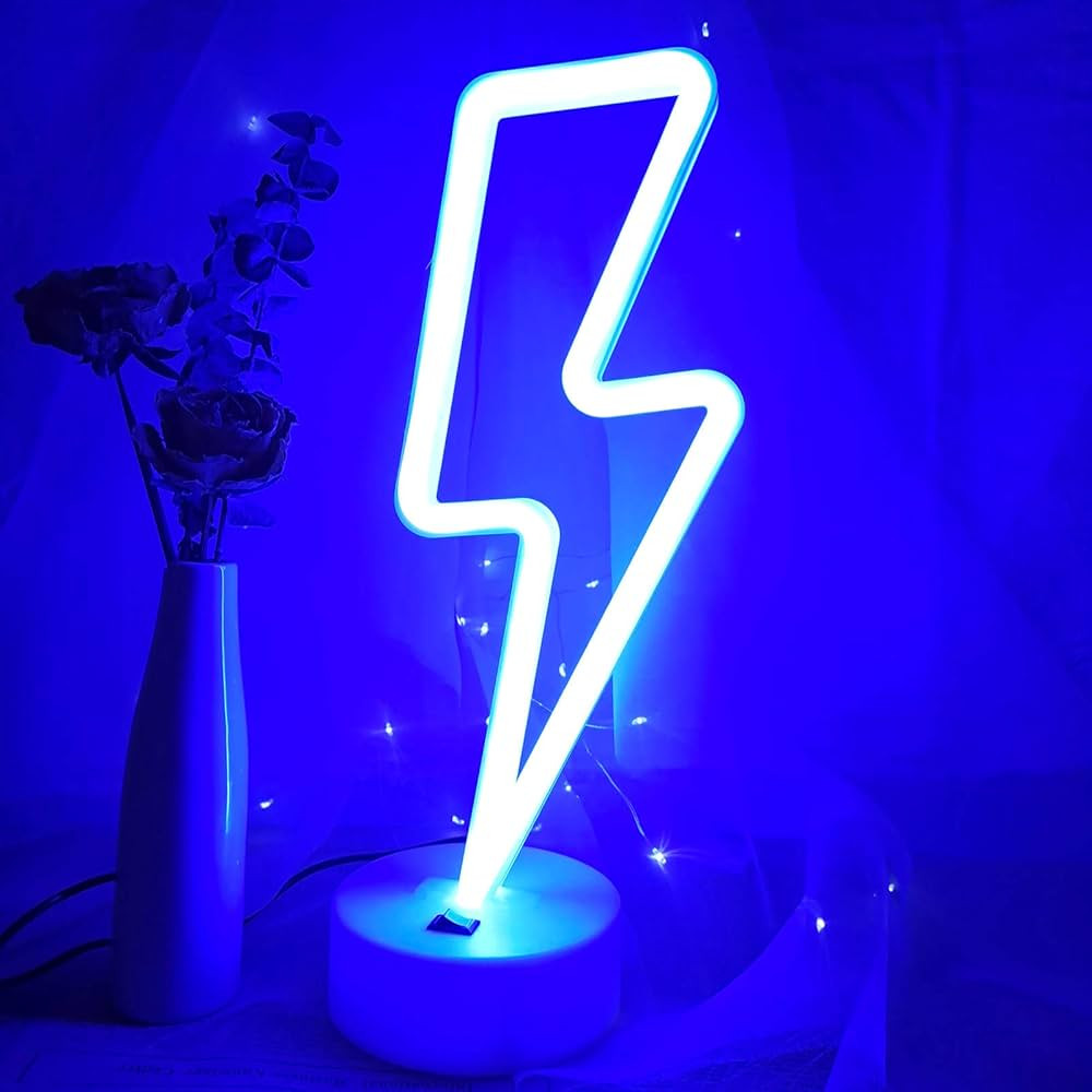 VIFULIN Lightning Bolt Neon Signs Lightning Neon Sign with Base for Bedroom LED Lighting for Room... | Amazon (US)
