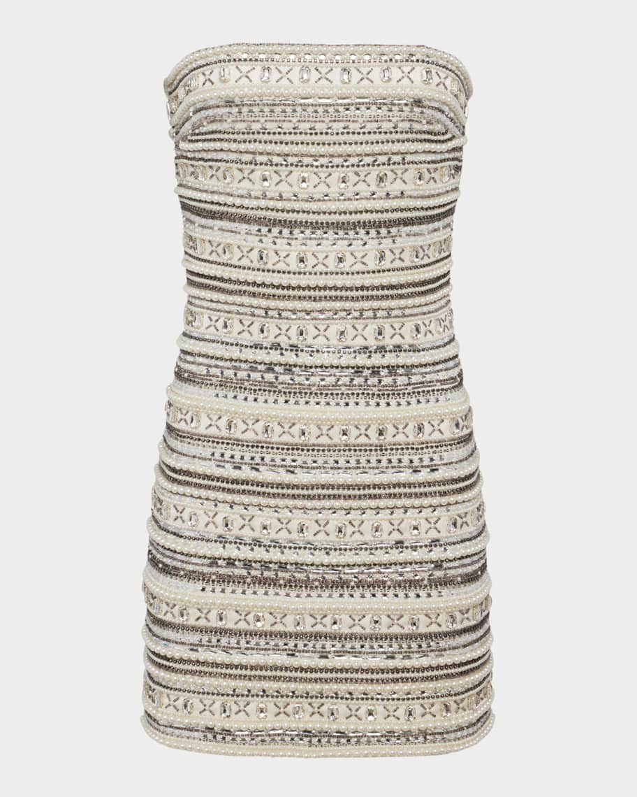 L'Agence Diamond Strapless Embellished Mini Dress | Neiman Marcus