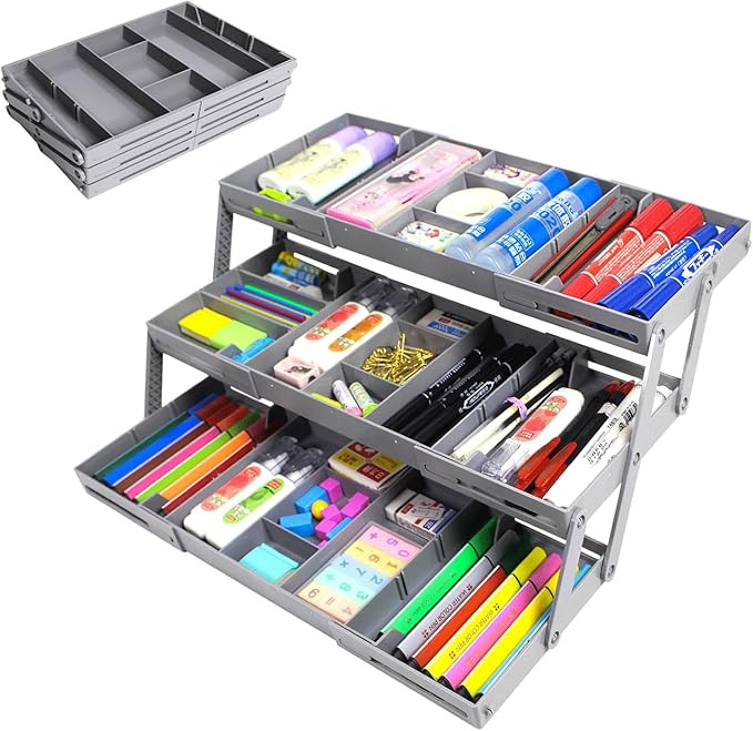 3 Tier Drawer Organizer - Expandable Junk Drawer Organizer - Small Drawer Organizer - Multi Level... | Amazon (US)