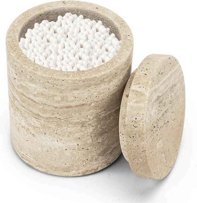 Natural Marble Canister, Cotton Swab Holder with Lid, High Capacity Bathroom Qtip Holder Storage ... | Amazon (US)