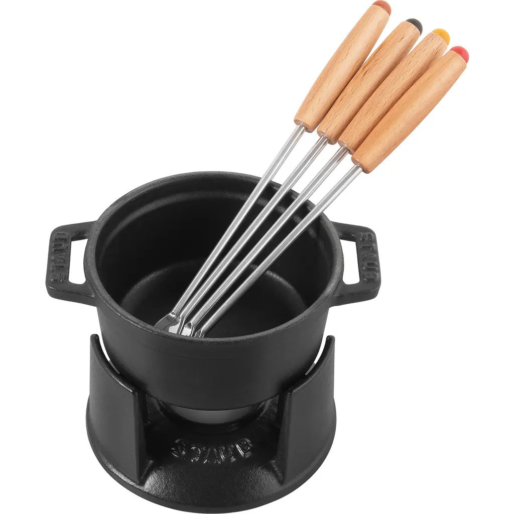 Staub Cast Iron 0.25-Quart Mini Fondue Set in Matte Black at Nordstrom | Nordstrom