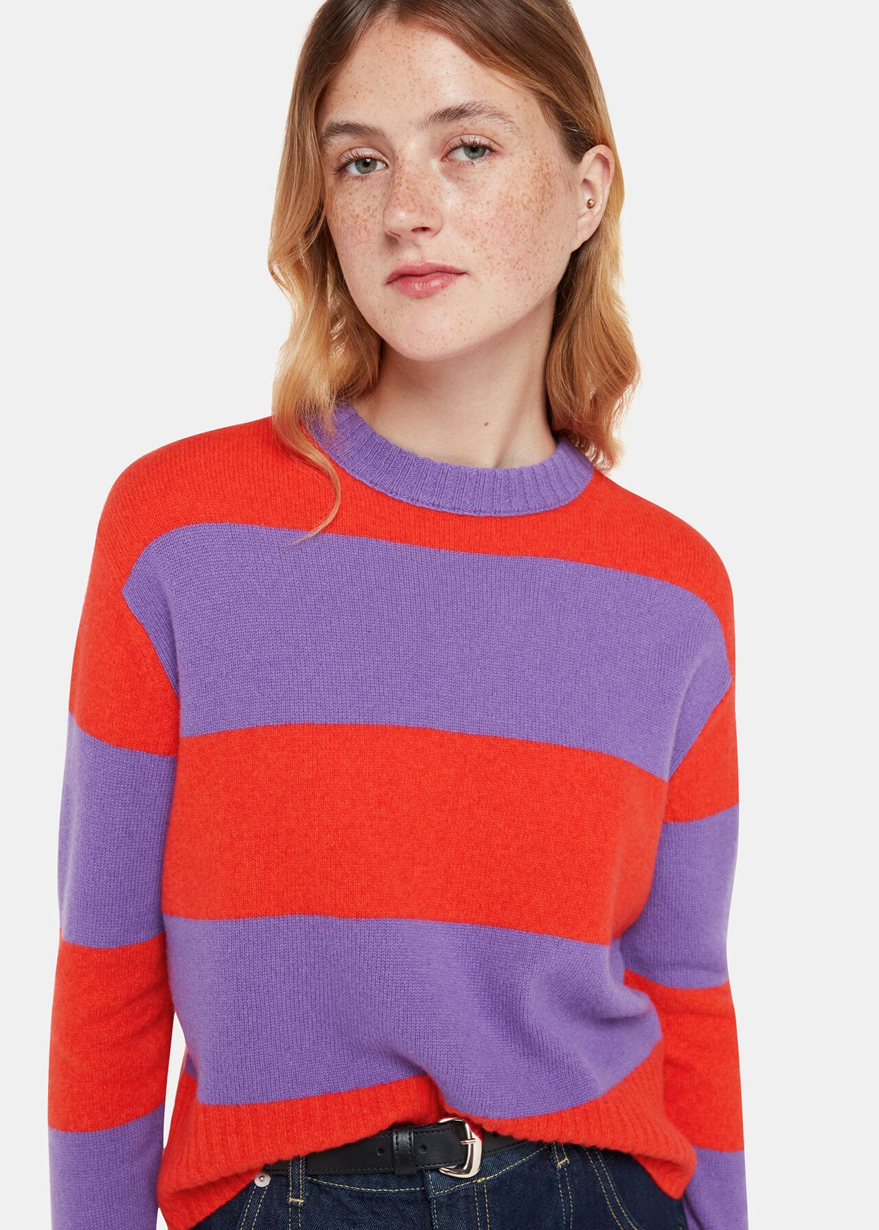 Red/Multi Wool Block Stripe Jumper | WHISTLES | | Whistles