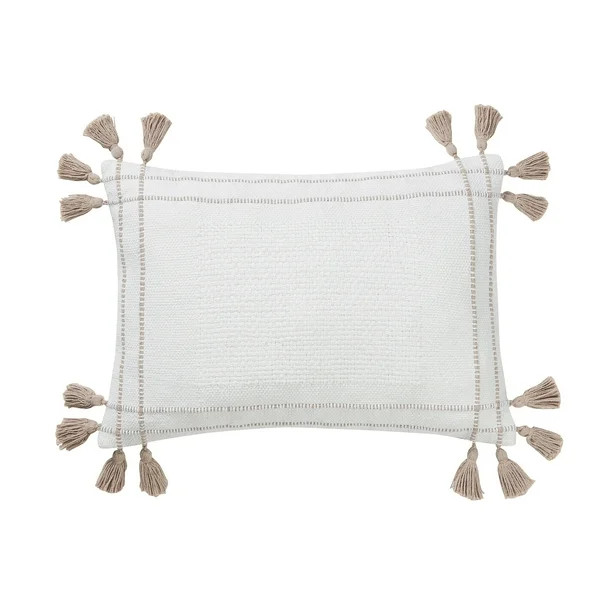 My Texas House Maisie Cotton Decorative Pillow Cover, 14"x20", Coconut Milk | Walmart (US)