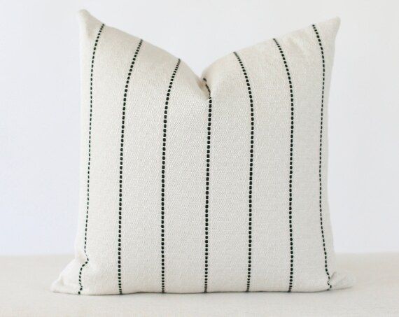 White and Black Stripe Pillow Cover, White Pillow Cover with Black Stripes, Black and White Pillo... | Etsy (US)