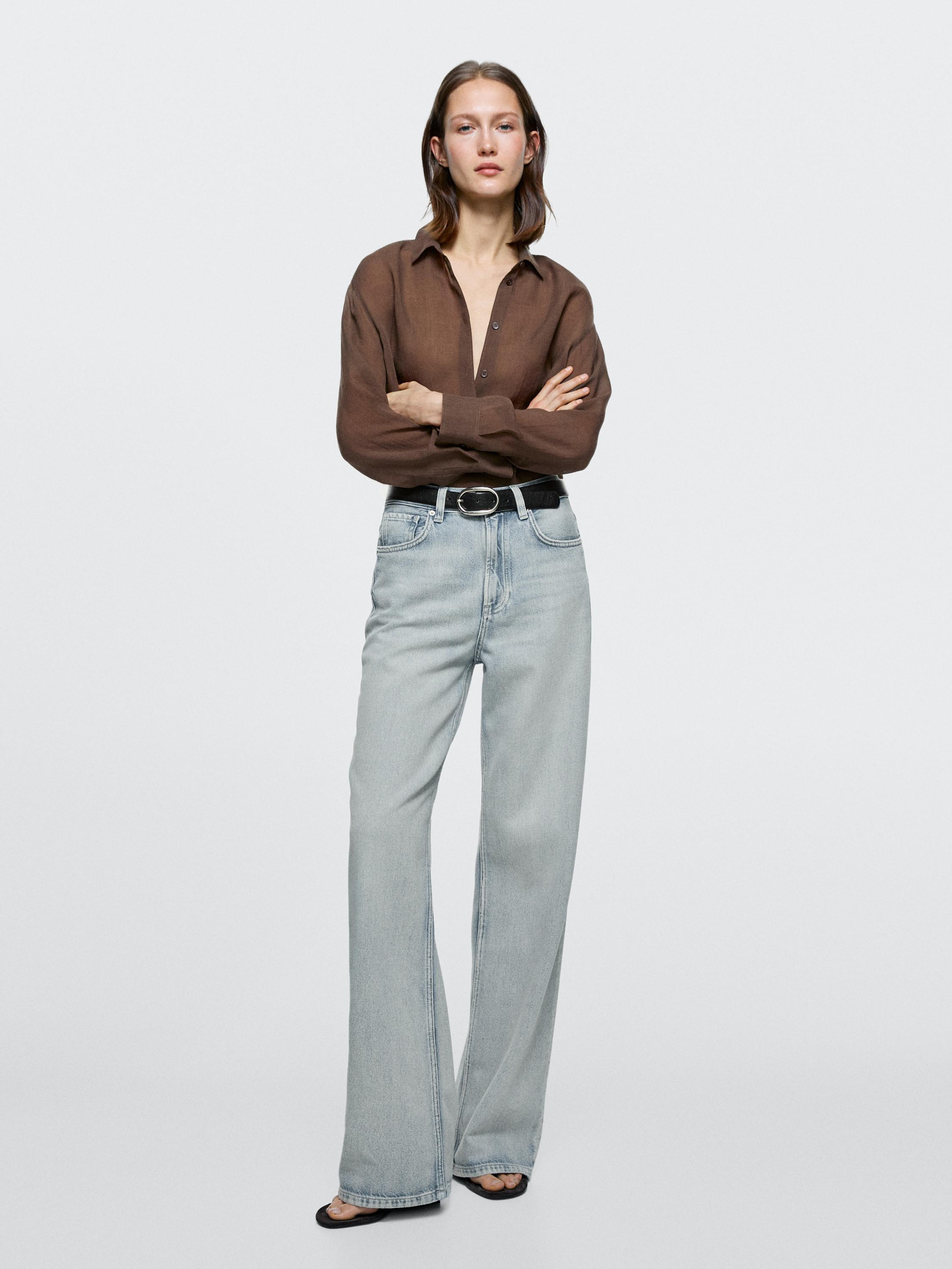 High-waist wide-leg jeans | Massimo Dutti UK