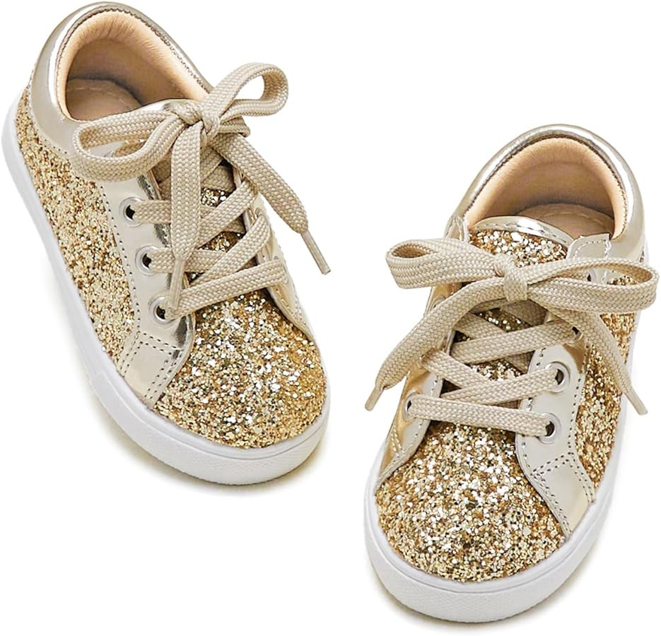 GINFIVE Toddler Girls Sneakers Little Girls Slip On Shoes Glitter Sneakers Todder | Amazon (US)