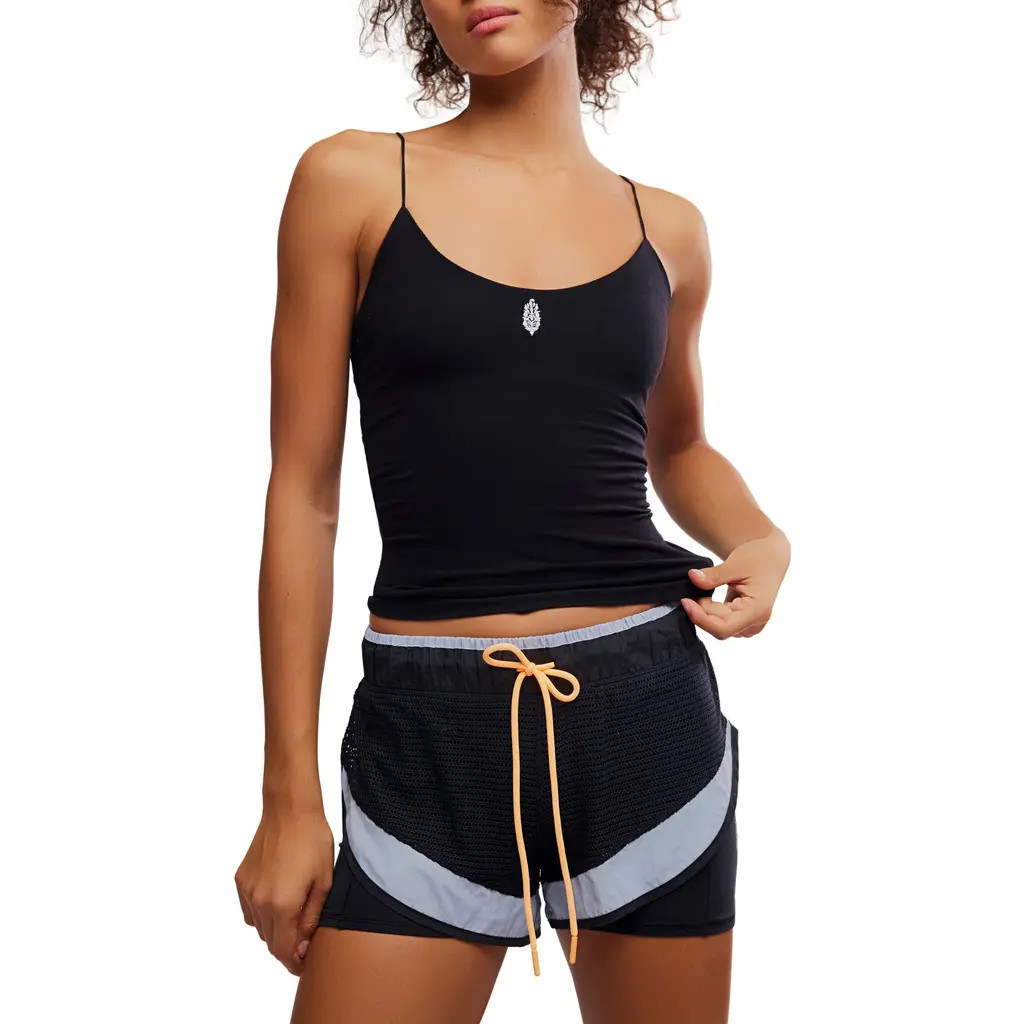 Free People Skinny Strap Logo Tank in Black at Nordstrom, Size X-Large | Nordstrom