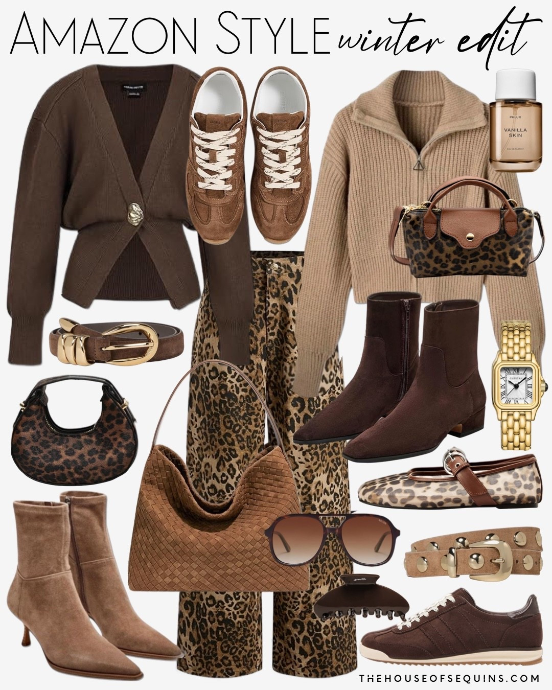 Shop Amazon fashion fall outfit finds! Leopard jeans, polo cardigan, faux suede boots, bottega bag look for less, faux suede bag, leopard Mary Jane flats, leopard bag, chocolate brown sneakers, Cartier watch look for less and more! 



#LTKgrwm #LTKMidsize #LTKFindsUnder50