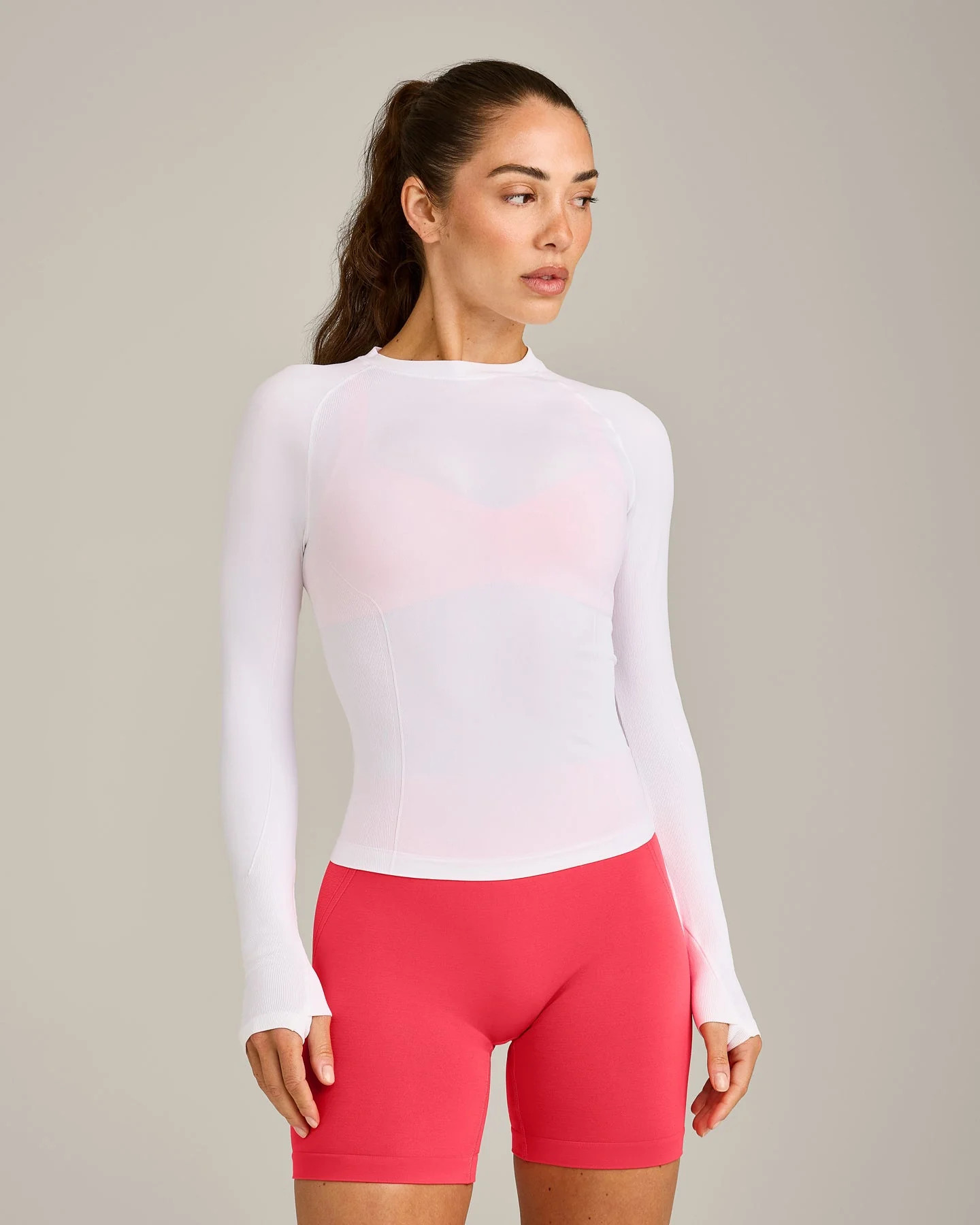 Oner Seamless Fitted Long Sleeve Top 
 White | Oner Active (UK / US)