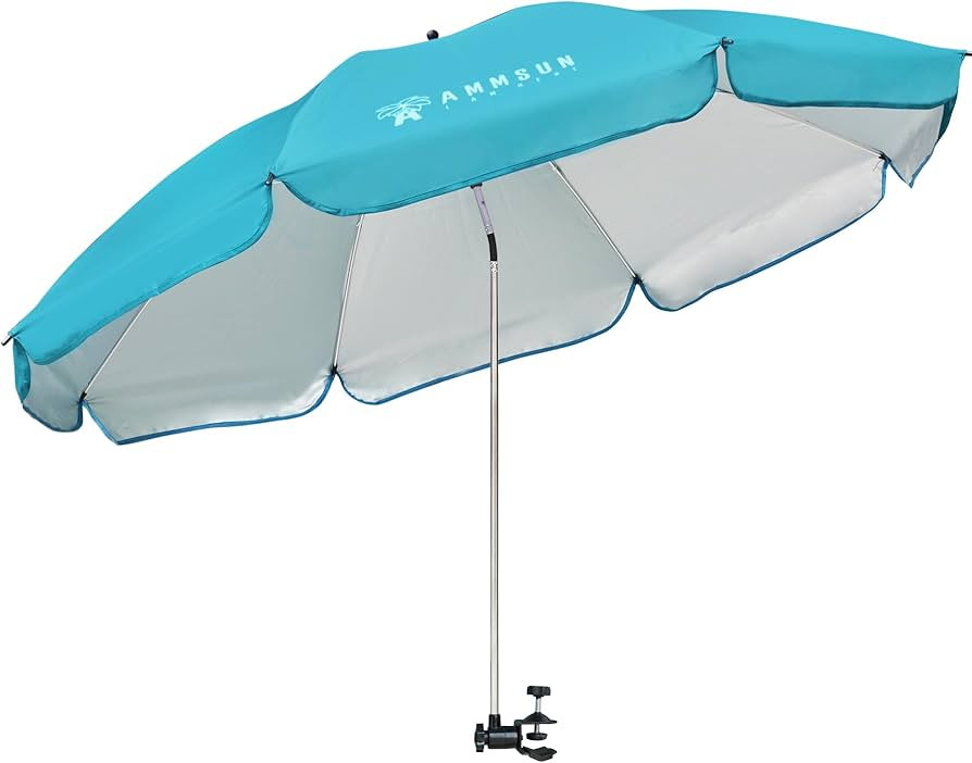 AMMSUN XL Chair Umbrella with Universal Clamp Adjustable 47 inches and 360-degree Swivel UPF 50+,... | Amazon (US)