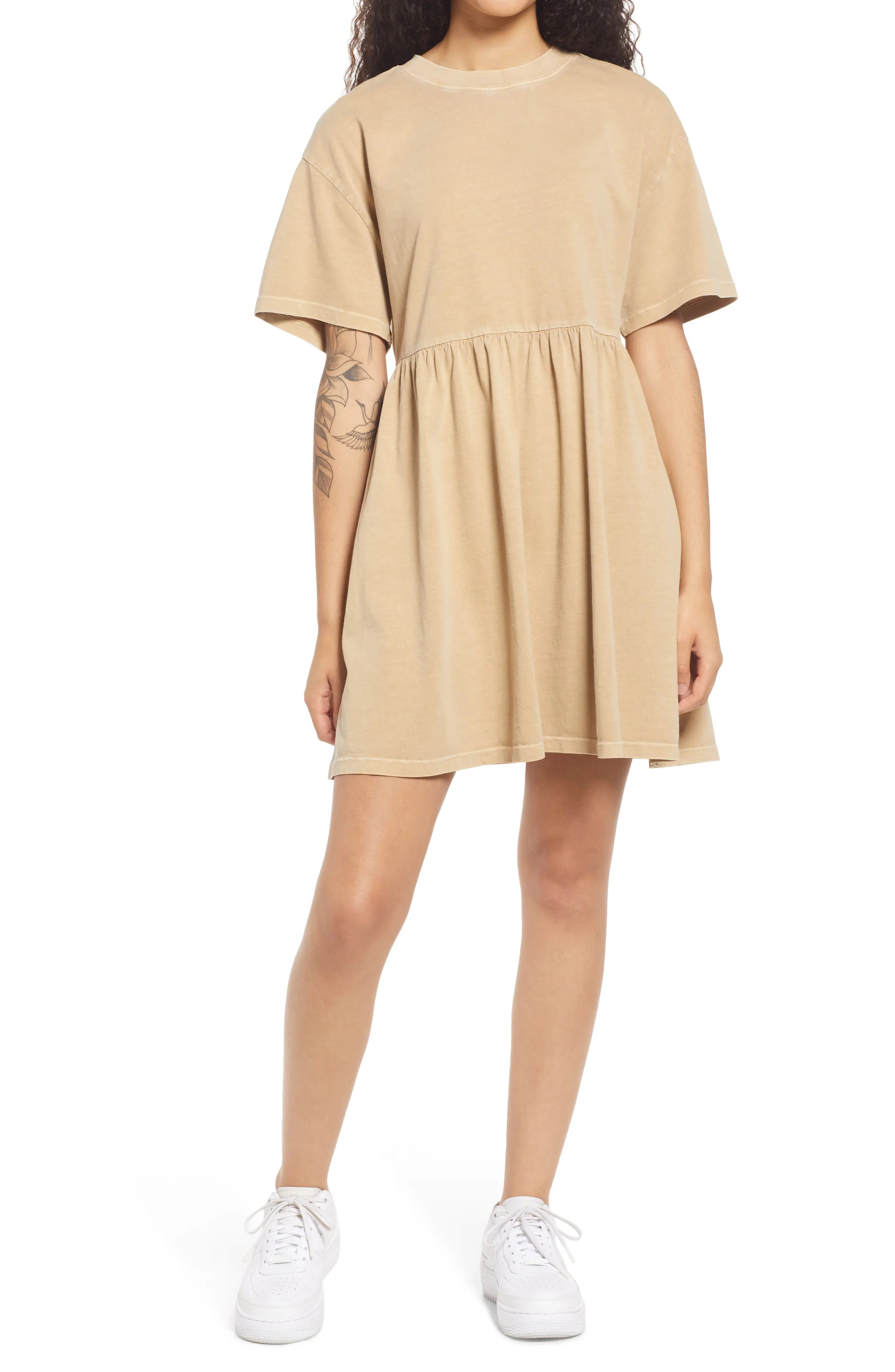 BP. Babydoll Organic Cotton T-Shirt Dress, Size X-Small in Beige Nougat at Nordstrom | Nordstrom