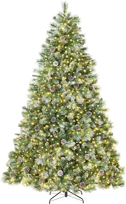 Best Choice Products 9ft Pre-Lit Scotch Pine Christmas Tree, Premium Frosted Pre-Decorated Artifi... | Amazon (US)