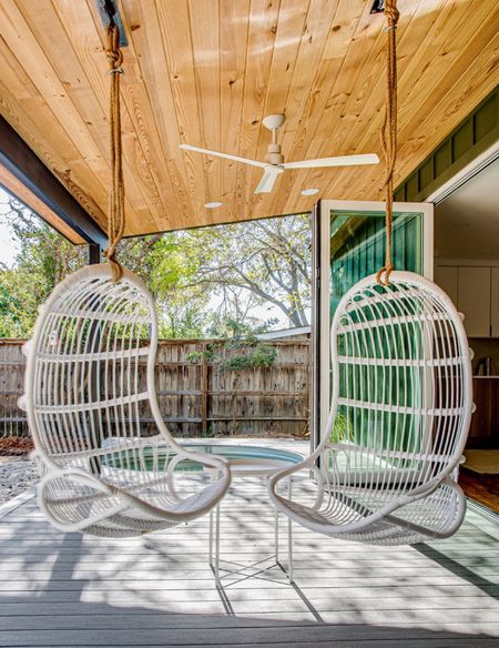 Hanging chairs for the win anytime anywhere. 

My guests at Koselig His in Fredericksburg Texas love these! Grab a glass of wine and sit and swing for a conversation with someone you love. 

P.s. behind the chairs is a cowboy pool and outdoor shower. Find us on Airbnb and come have a stay. Wildflower season is coming soon! 🌷🌸🌻

#LTKstyletip #LTKhome