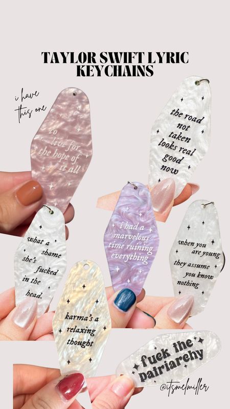 Taylor swift lyric motel keychains 