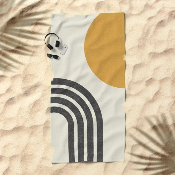 Mid century modern Sun & Rainbow Beach Towel | Society6
