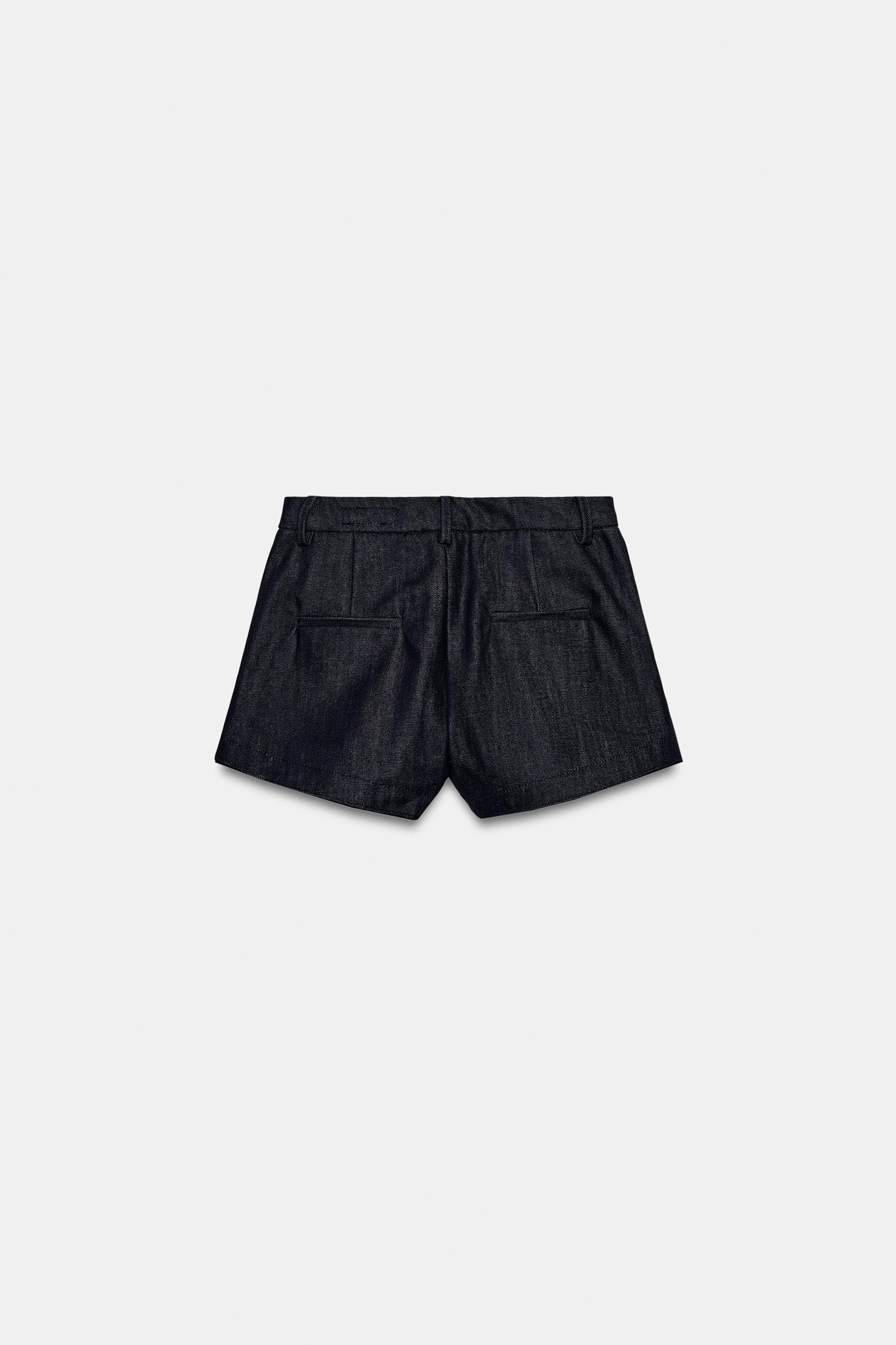 ZW COLLECTION PLEATED DENIM SHORTS | Zara US
