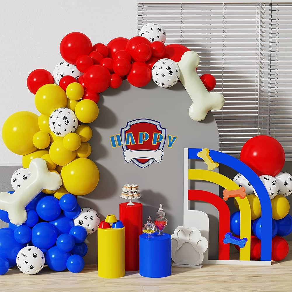 Paw Balloons Garland Kit with Balloon and Red Yellow Blue Dog Paw Latex Balloon Birthday Decorati... | Amazon (US)