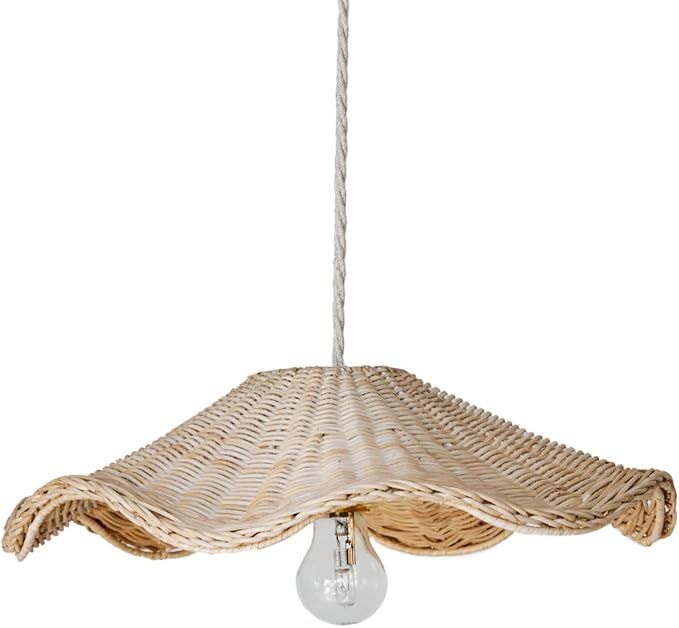 Hand Woven Rattan Lamp Shade - Unique Wave Wicker Lamp Shade - 17 x 5 Inch - Unique Boho Lamp Sha... | Amazon (US)