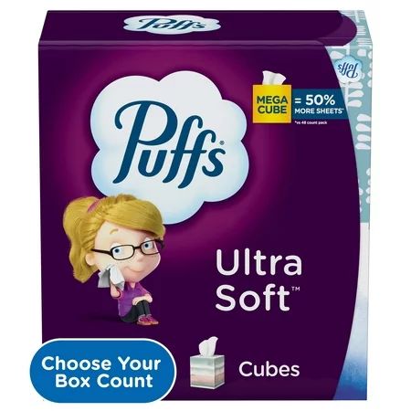 Puffs Ultra Soft Non-Lotion Facial Tissue, 4 Mega Cubes, 72 Count Per Cube | Walmart Online Grocery