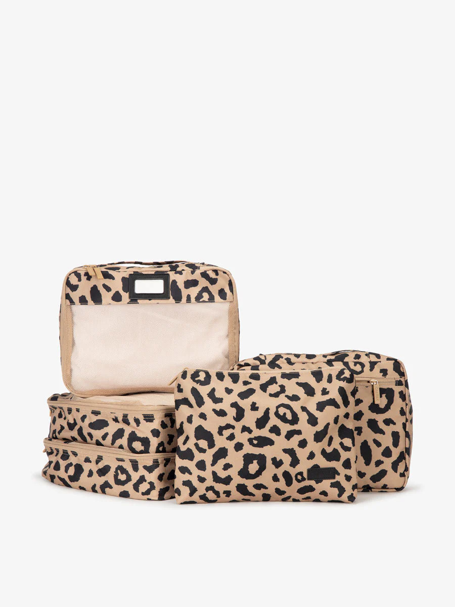 CALPAK Packing Cubes Set (5 Pieces) in Cheetah Print | CALPAK