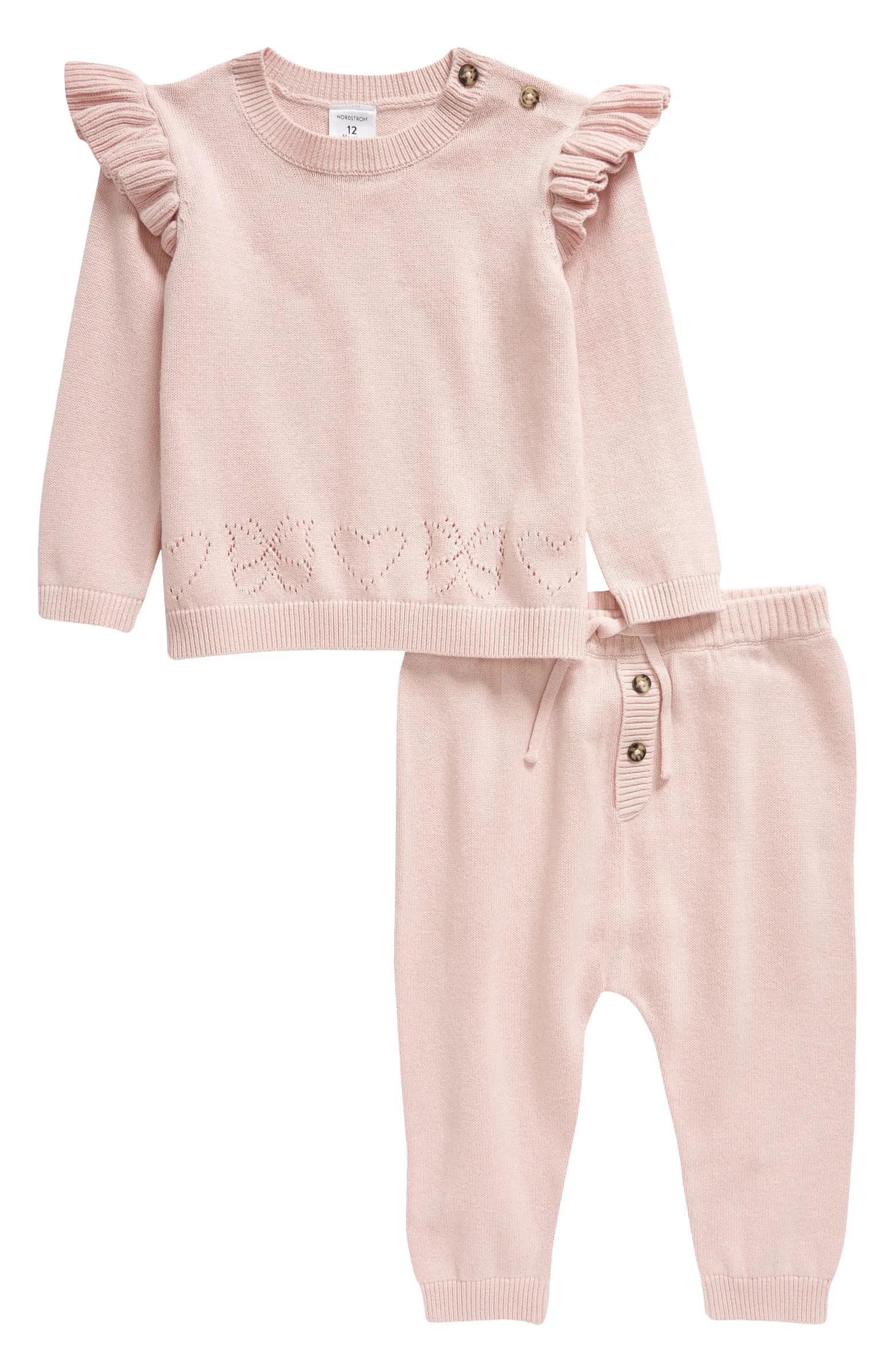 Ruffle Shoulder Sweater & Sweater Knit Pants Set | Nordstrom