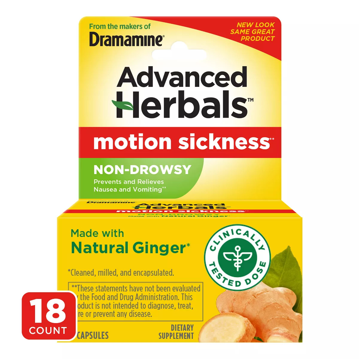 Dramamine Advanced Herbals Non-Drowsy Motion Sickness Relief Capsules - 18ct | Target