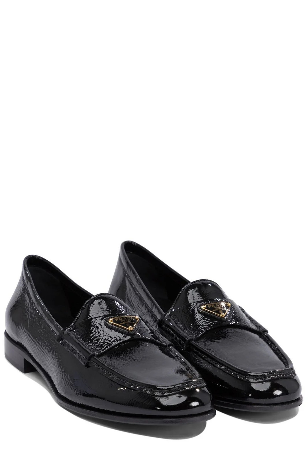 Prada Triangle-Logo Round-Toe Loafers | Cettire Global