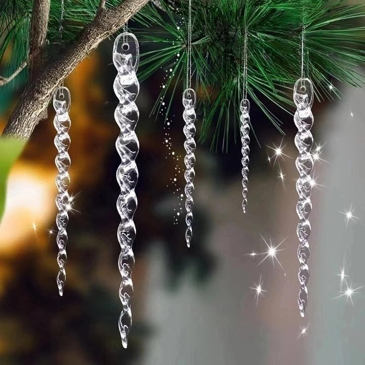 30pcs Icicle Ornaments Clear Plastic Icicle Christmas Ornaments Acrylic Clear icicles for Christmas Tree Decoration (30pcs Icicles Ornament) | Amazon (US)
