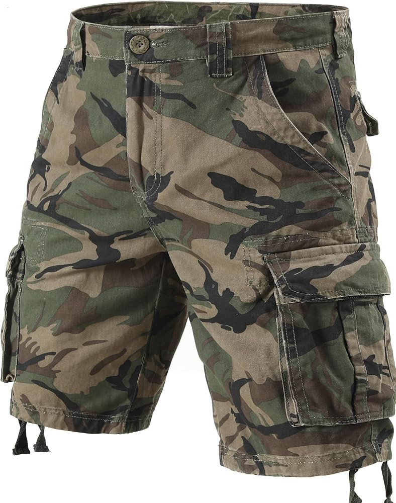 Men's Camo Cargo Shorts Cotton Casual Relaxed Fit Wild Outdoor Work Shorts for Men with Multi-Poc... | Amazon (US)