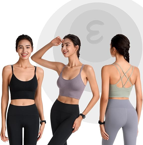 Evercute Cross Back Sport Bras Padded Strappy Criss Cross Cropped Bras for Yoga Workout Fitness Low  | Amazon (US)
