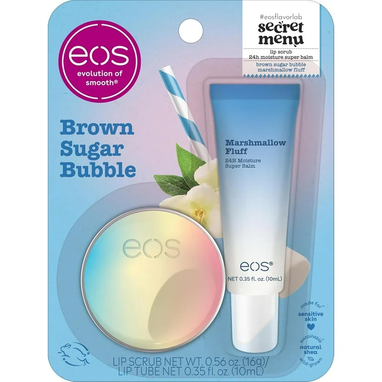 eos Secret Menu Gift Set - Brown Sugar Bubble Lip Scrub & Marshmallow Fluff Balm, Limited-Edition... | Walmart (US)