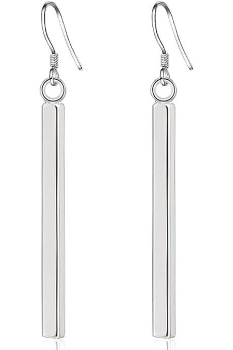 Amazon Collection Sterling Silver Vertical Bar Dangle Earrings | Amazon (US)