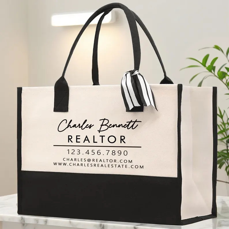 Custom Realtor Tote Bag, Personalized Real Estate Gift, Bulk Business Tote, Agent Appreciation Cl... | Etsy (US)