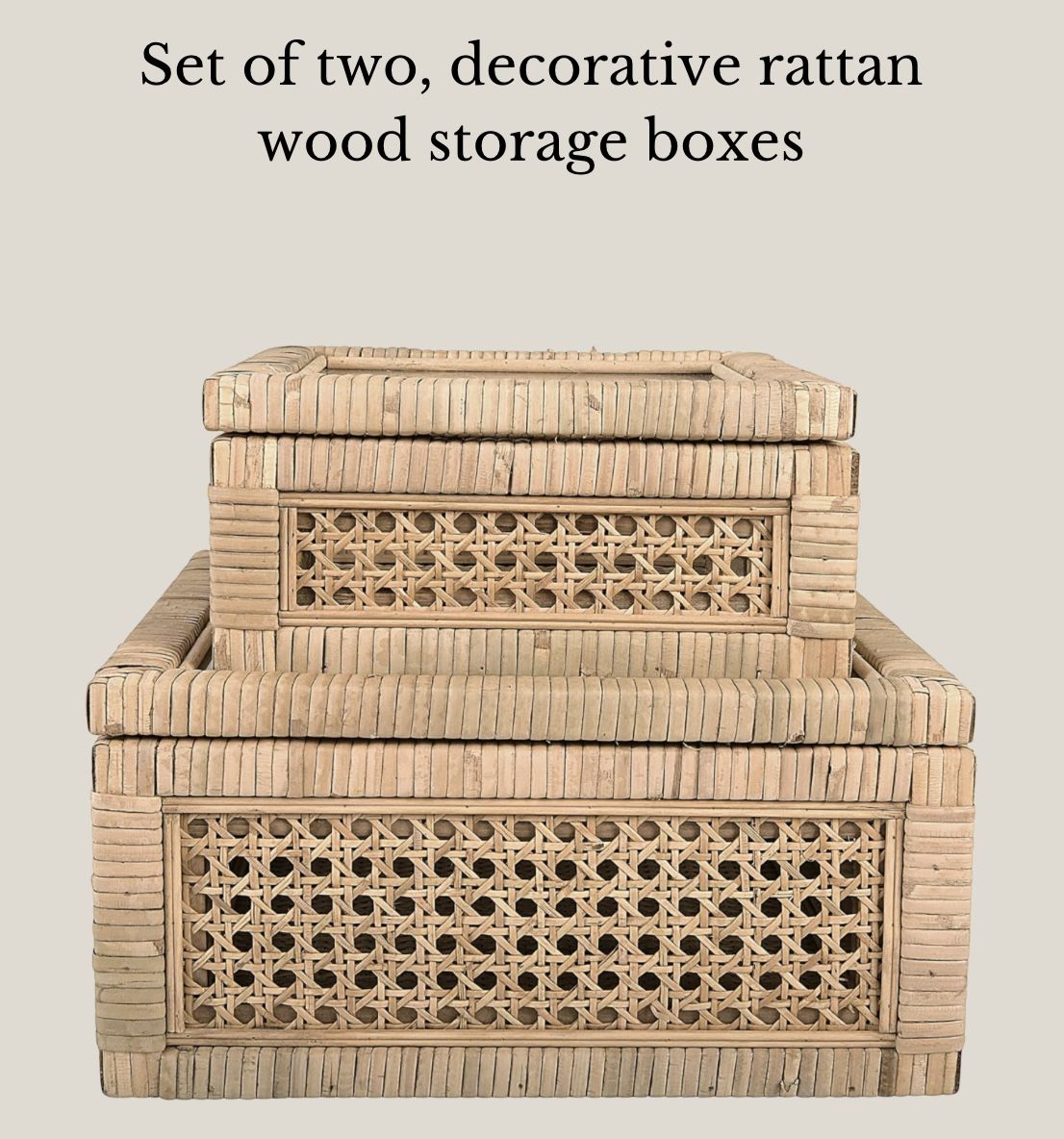 Set of two decorative rattan wood storage boxes, organic home decor, Amazon decor | Amazon (US)