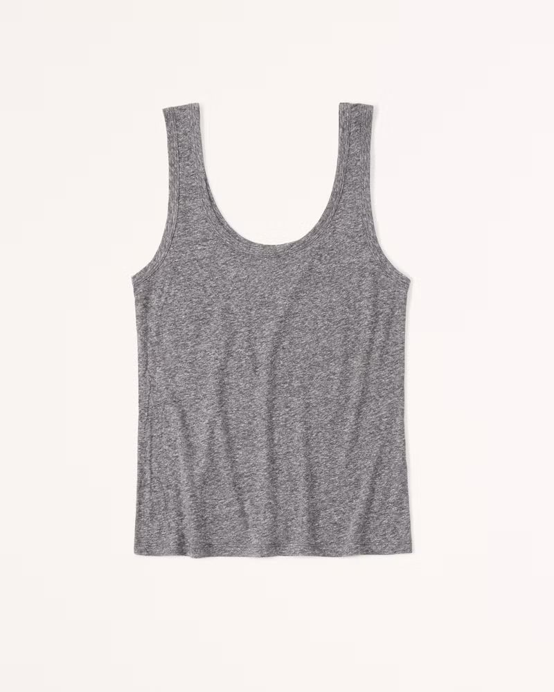 Linen-Blend Easy Scoopneck Tank | Abercrombie & Fitch (US)