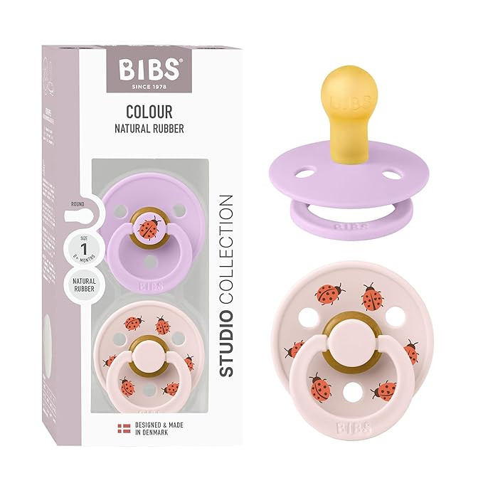 BIBS Studio Soother 2-Pack, BPA Free Dummy Pacifier, Round Nipple. Natural Rubber Latex, Made in ... | Amazon (US)