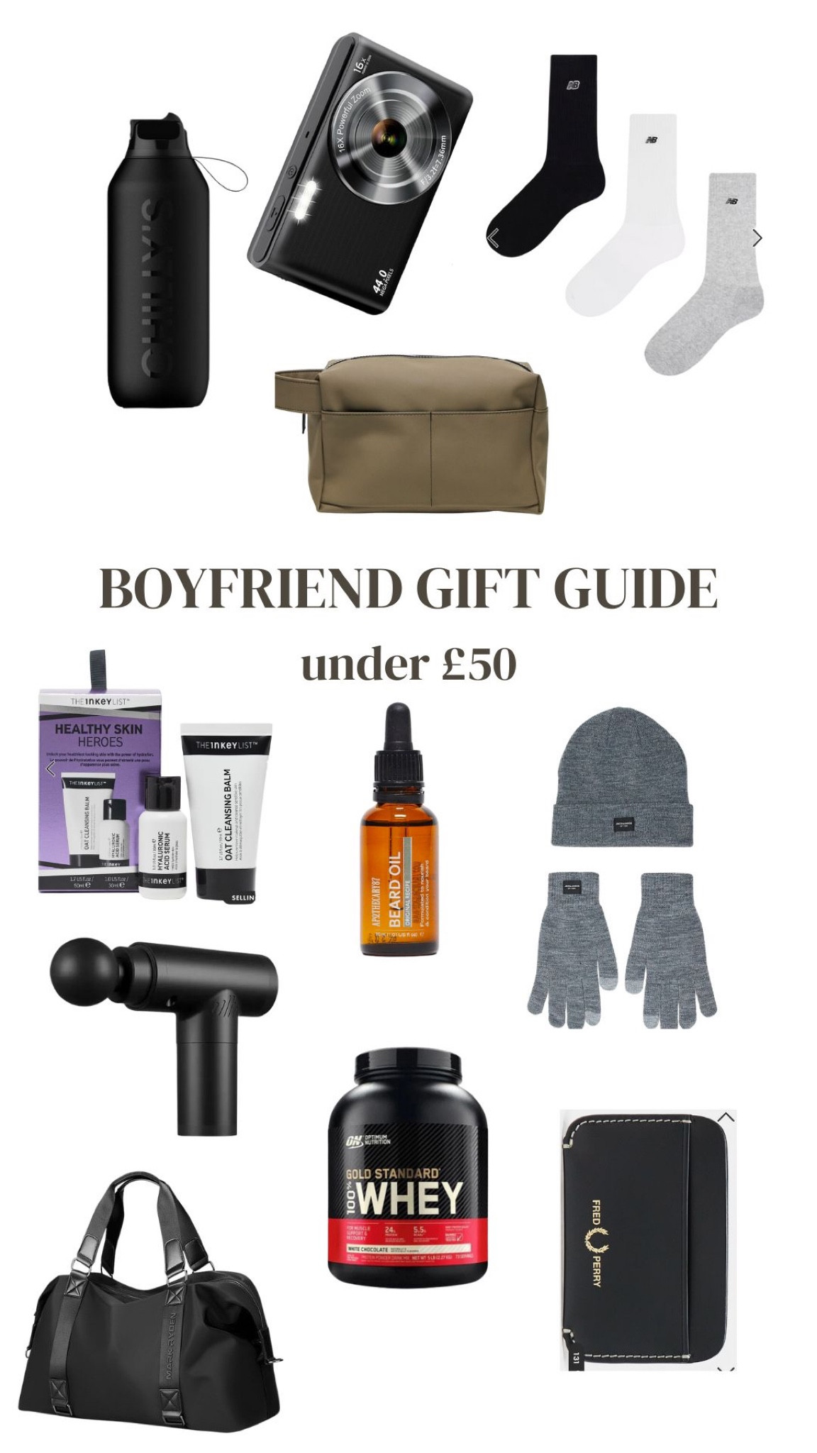 Boyfriend gift guide, all items under £50 🤩

Massage gun, beard oil, The Inkey List, Jack Jones beanie, whey powder, wash bag, digital camera

#LTKuk #LTKgiftguide #LTKmens