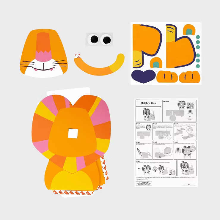 18pc Valentine's Day Lion Mailbox Paper Craft Kit - Spritz™ | Target