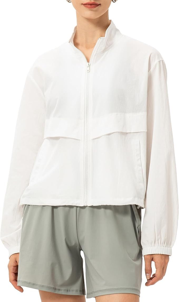 Gacaky Women's Lightweight Athletic Jacket Sun Protection Full Zip Long Sleeve Shirts Workout Tra... | Amazon (US)