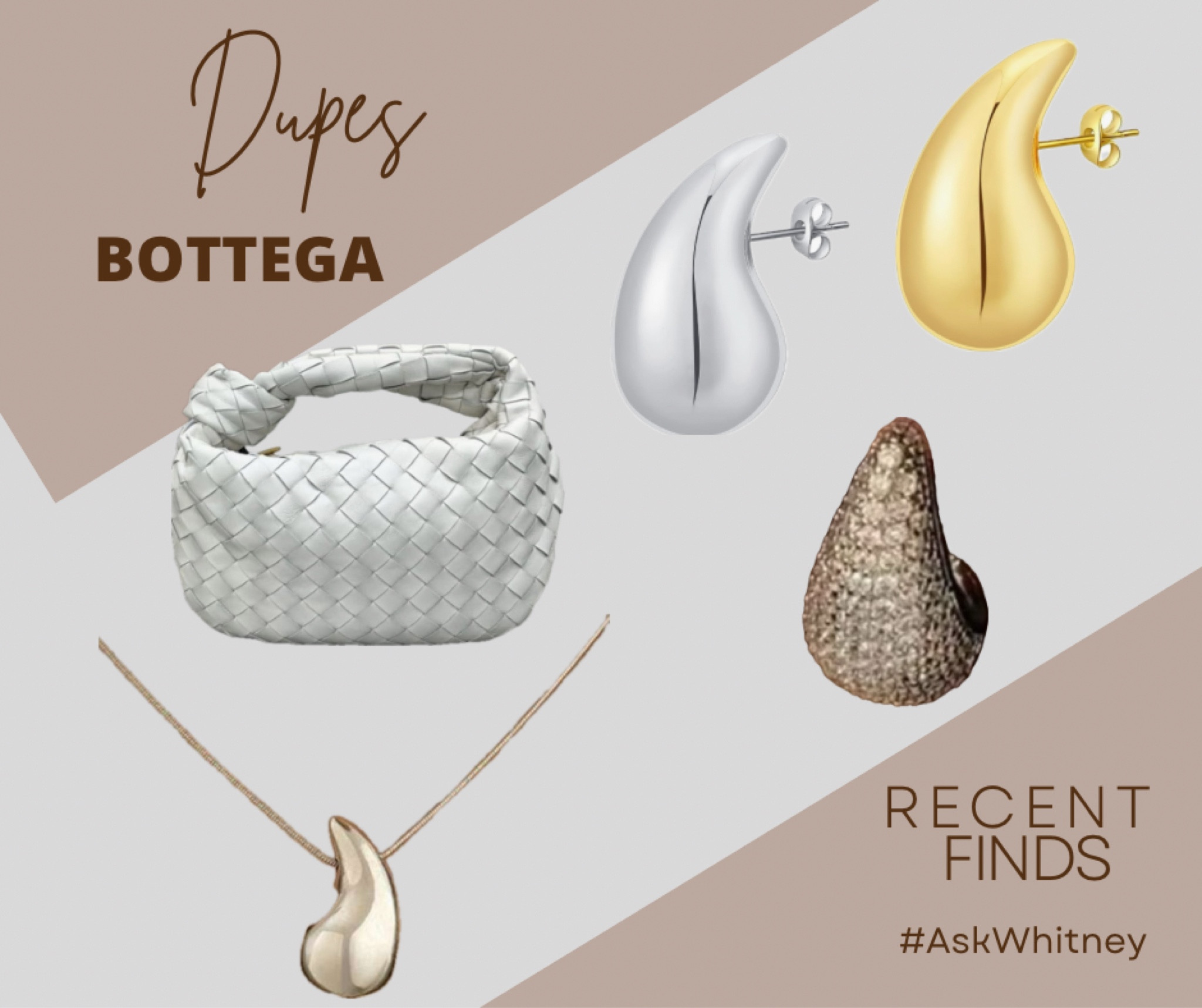 Shop inspired Dupes of Bottega: including earrings, handbag and a necklace. 



#LTKfindsunder50 #LTKstyletip #LTKMostLoved