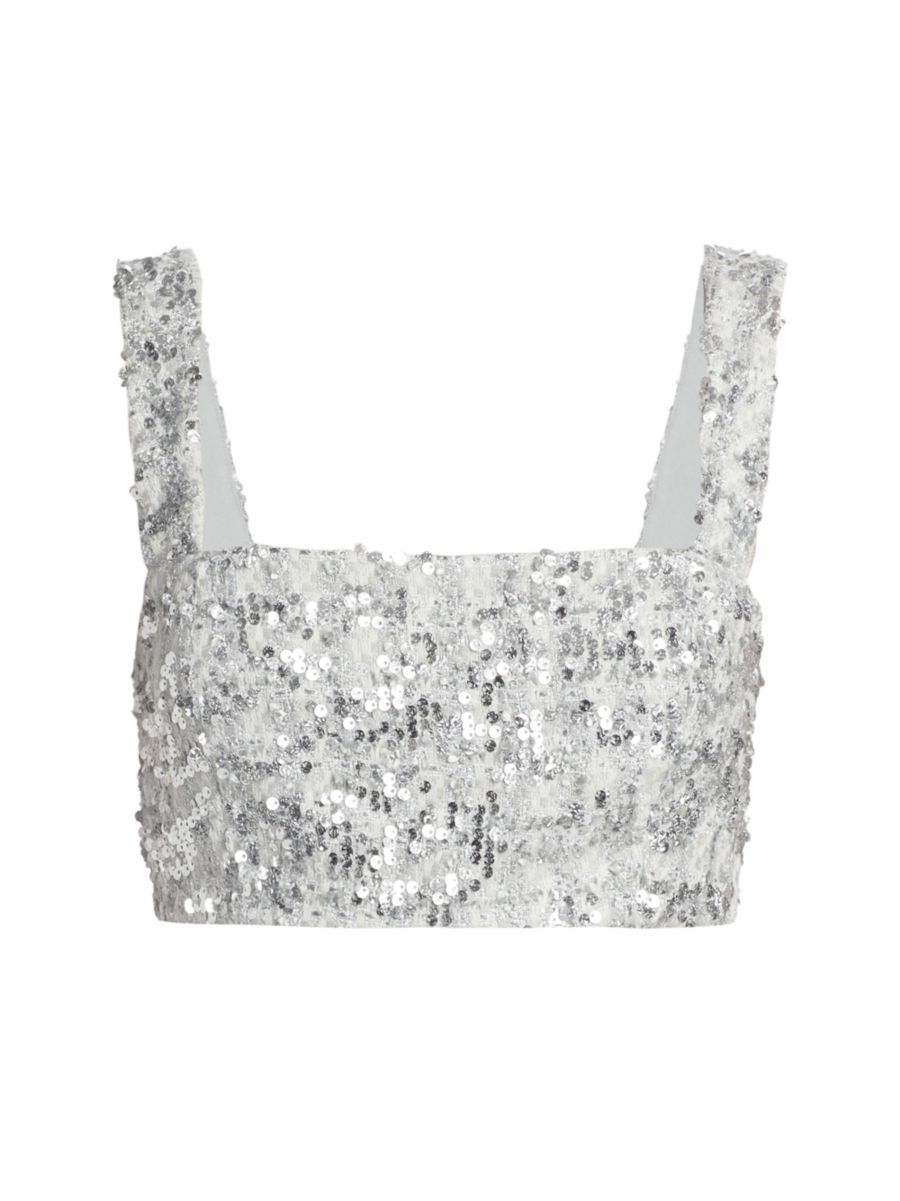 Agnes Sequin Square-Neck Crop Top | Saks Fifth Avenue