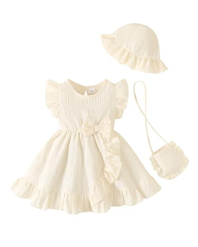 SODLON Toddler Baby Girl Dress Summer Clothes Outfits Ruffle Sleeveless Bow Dresses Beach Vacatio... | Amazon (US)
