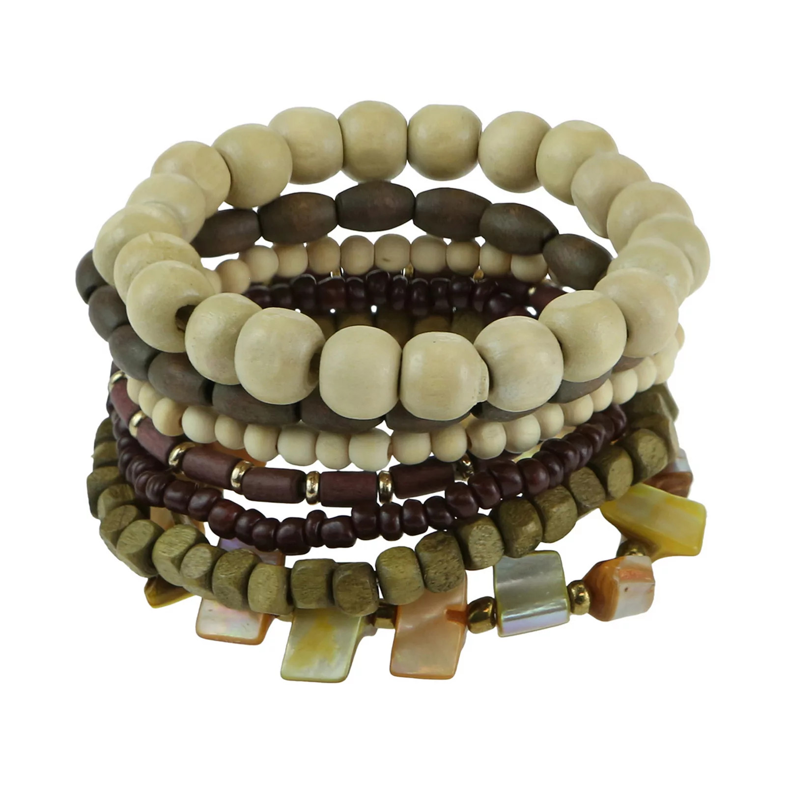 SO Wooden Beaded Stretch Bracelet Set, Women's, Brown | Kohl's