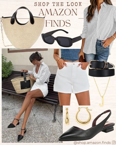 Pinterest Inspired Look!
Love this chic outfit for the spring and summer! White high waisted shorts, button down, and accessories all from Amazon.

#LTKstyletip #LTKitbag #LTKshoecrush