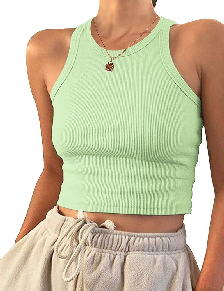 AUSELILY Womens Tank Top Womens Round Neck Basic Racerback Ribbed Tank Top Women | Amazon (US)