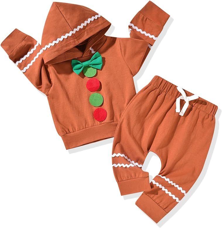 Unutiylo Baby Boy Christmas Clothes Long Sleeve Hoodie Sweatshirt With Pants Set Fall Winter Outf... | Amazon (US)