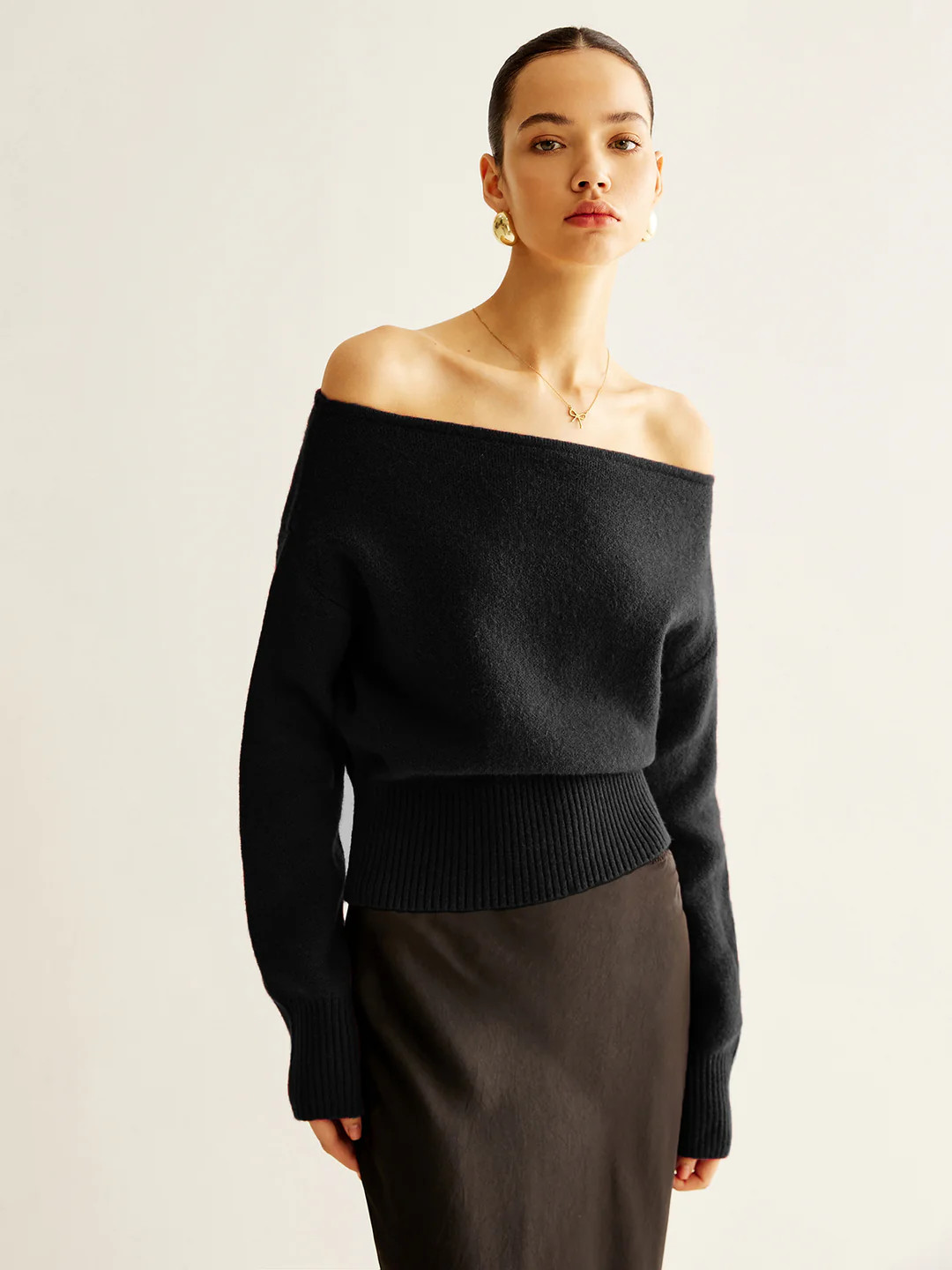 Cold-Shoulder Cinched Sweater | Commense